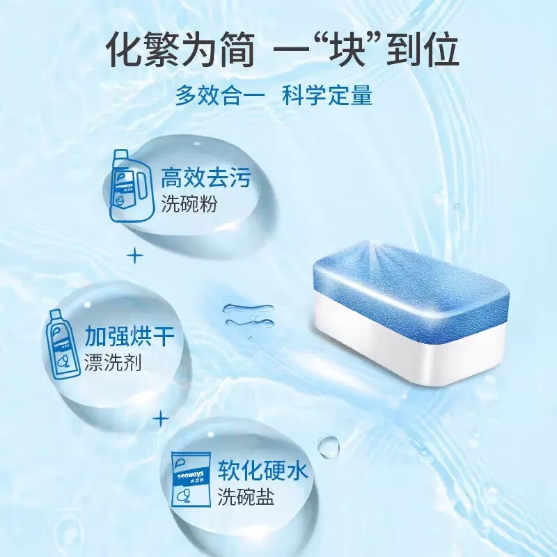 领147-88券:水卫仕 洗碗机专用多效洗碗块8g*35颗拍6件 58.28元包邮，折0.27/颗，强效瓦解各类餐后重油污插图